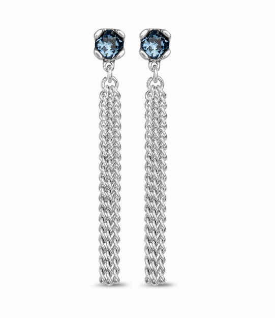 Pendientes bañados en plata de ley con cristal azul