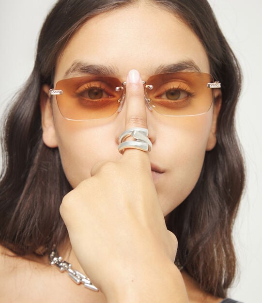 Ring with three intertwined organic shapes, Silver, large