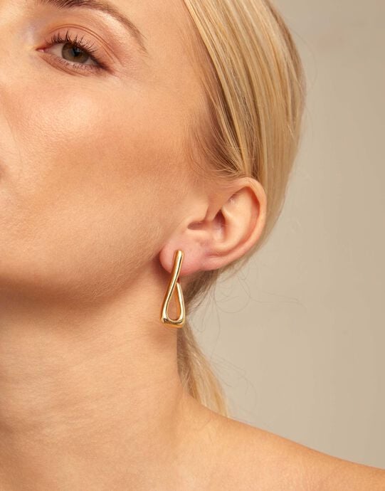 Link shaped hoop earrings, Golden, large