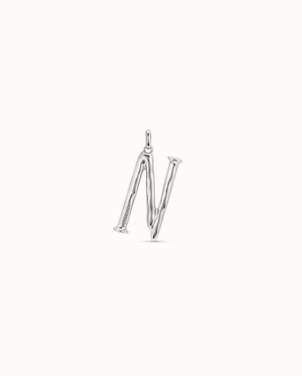 Sterling silver-plated letter N pendant