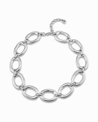 Sterling silver-plated necklace with large oval links