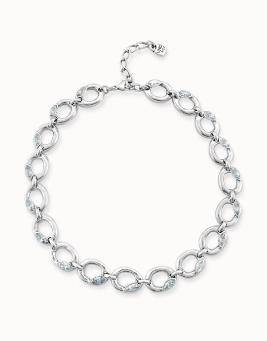 Short oval link chain necklace, Silver, large