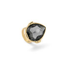 Drop-shaped ring with a grey faceted crystal