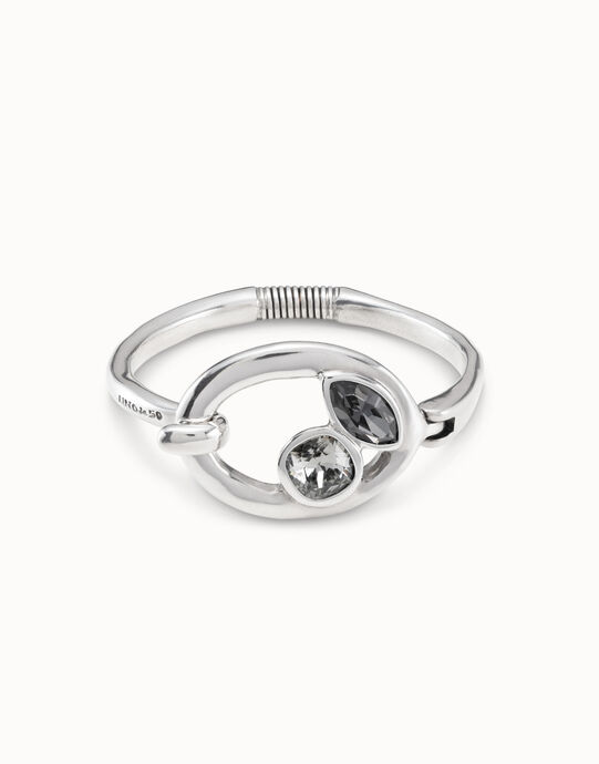 Pulsera plata con cristales silver y gris verdoso