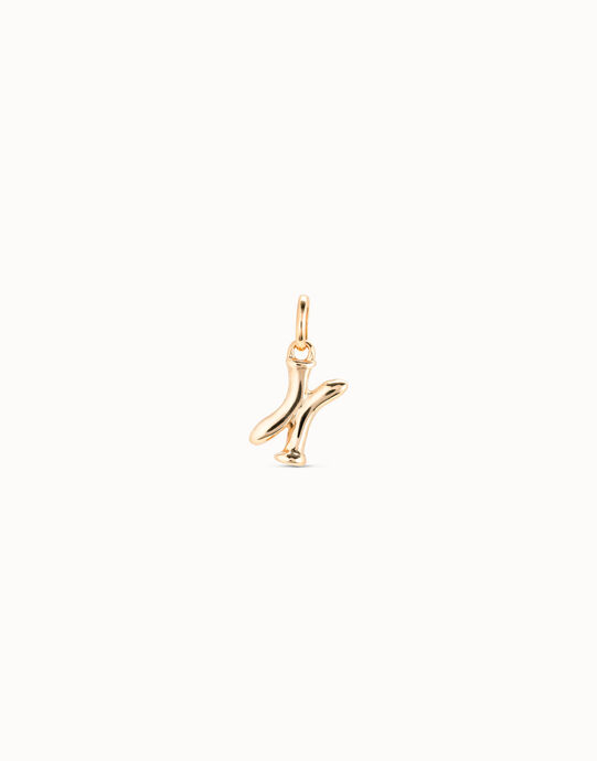 Charm ba&ntilde;ado en oro de 18k de letra X