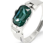 Rigid bracelet with a rectangular green faceted crystal