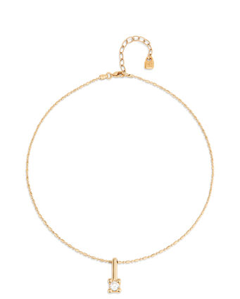 18K gold-plated necklace with white central cubic zirconia