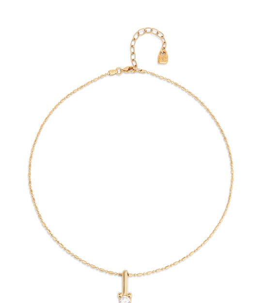 Collar bañado en oro 18k y circonita central blanca