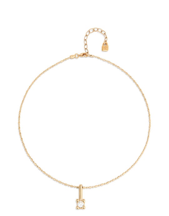 Short chain necklace with white cubic zirconia