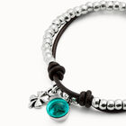 Leather beaded bracelet with green murano glass
