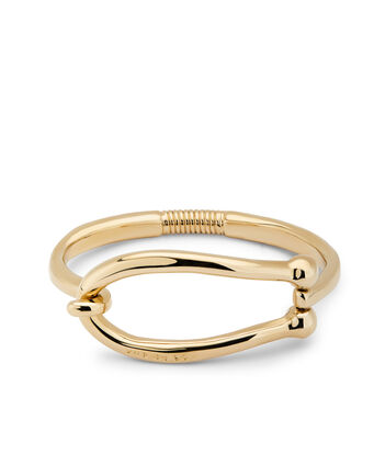 Rigid 18K gold-plated bracelet with large link and inner spring