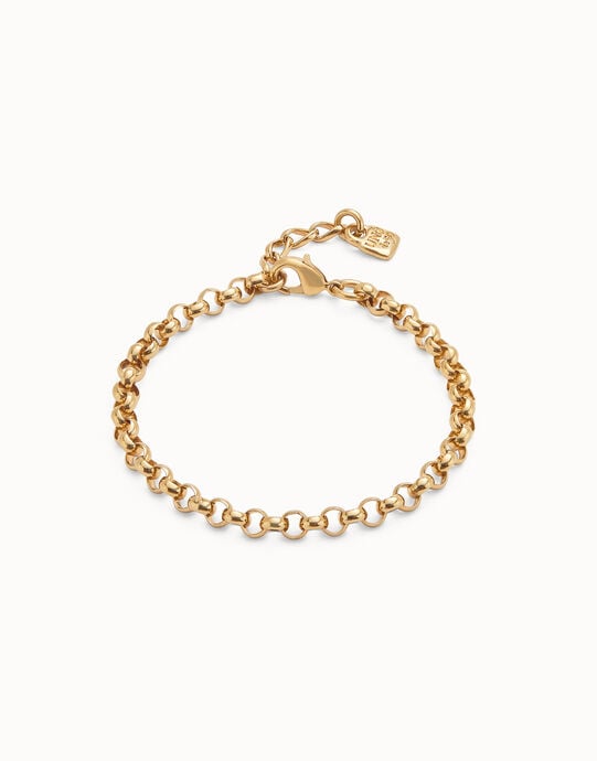 Pulsera cadena ba&ntilde;adas en oro 18k