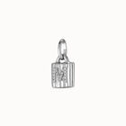 Sterling silver-plated padlock charm with topaz letter M