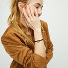 Leather bracelet with faceted black oval crystal