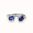 Bangle bracelet with two purple crystals