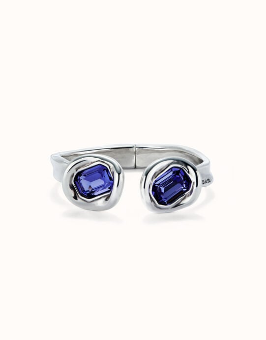 Pulsera r&iacute;gida ba&ntilde;ada en plata de ley y dos cristales morados
