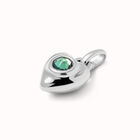 Charm placcato argento Sterling con cristallo verde.