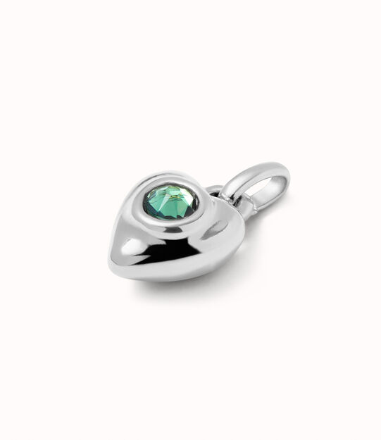 Charm with green crystal, Silver, large