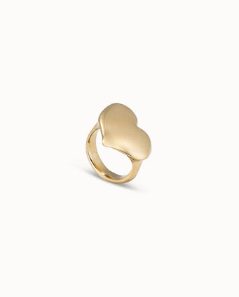 Anillo con forma de corazón grande bañado en oro de 18k