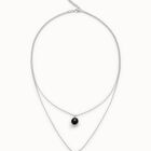 Multi-layer pendant link necklace with black murano glass