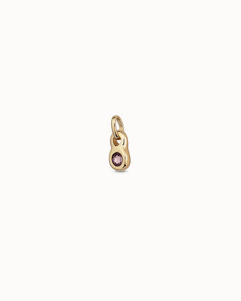 18K gold-plated round shaped charm with a pink crystal