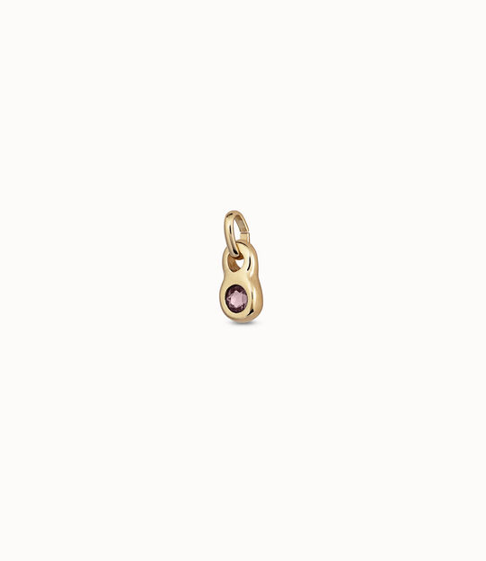 Charm bañado en oro de 18k con forma redonda y un cristal rosa