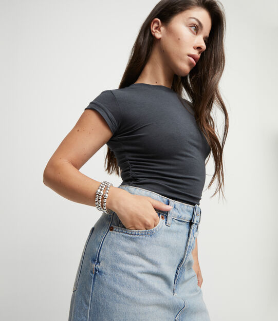 Three strand beaded leather bracelet, Silver, large