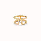 Double ring with white topaz