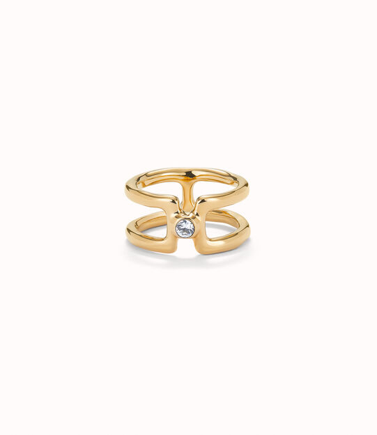 Double 18K gold-plated ring with white topaz