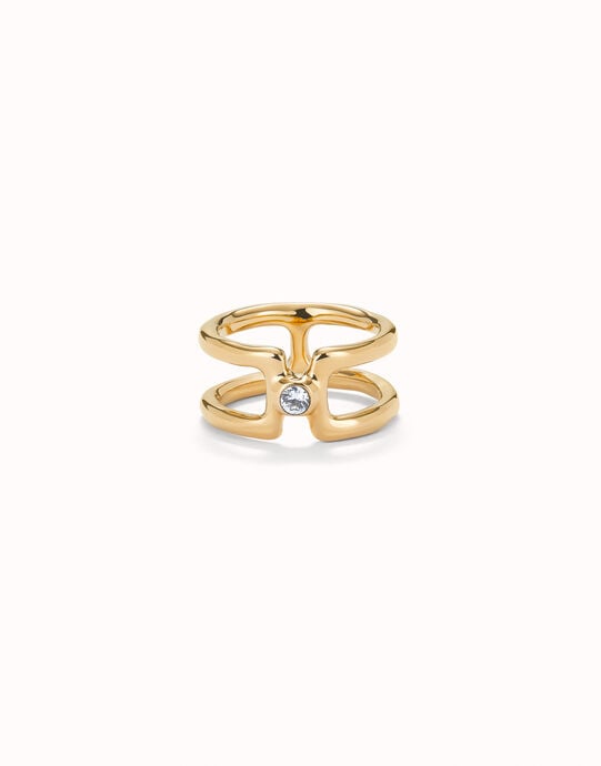 Bague double plaqu&eacute;e or 18 carats avec topaze blanc