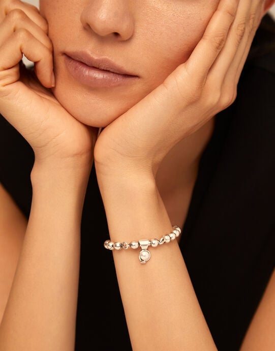 Charm with pearl, Silver, large