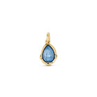 Charm placcato oro 18 carati a forma di goccia con cristallo sfaccettato blu