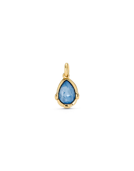Drop-shaped charm with a blue faceted crystal