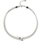 Multi-strand necklace with two intertwined drops