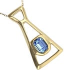 Long necklace with pendant and rectangular blue faceted crystal