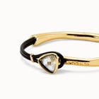 Bangle bracelet with leather and multicolor crystal