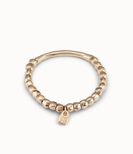 Pulsera de cuentas ba&ntilde;ada en oro de 18k, Dorado, large