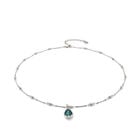 Necklace with a green drop-shaped faceted crystal