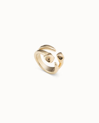 18K gold-plated open ring with 2 nail heads