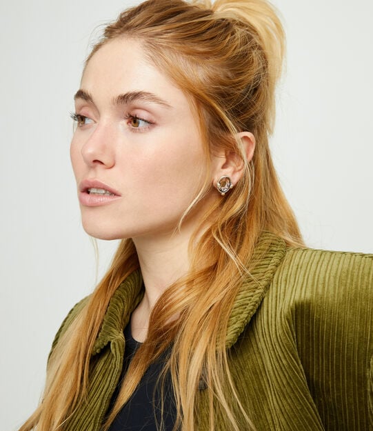 Studs with pink oval faceted crystal, Silver, large