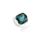 Rectangular ring with a green faceted crystal