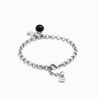 Link chain bracelet with heart charm and murano glass