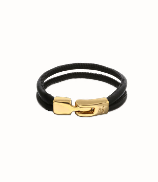 Leather bracelet with golden clasp
