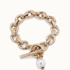 Large link chain bracelet with a pearl