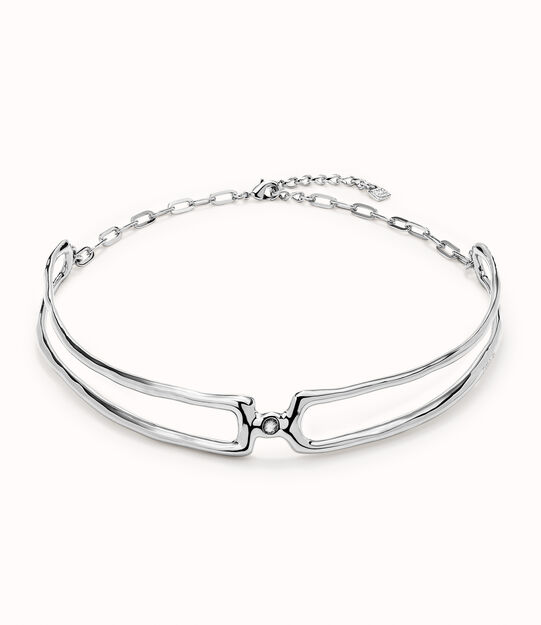 Double sterling silver-plated necklace with white topaz