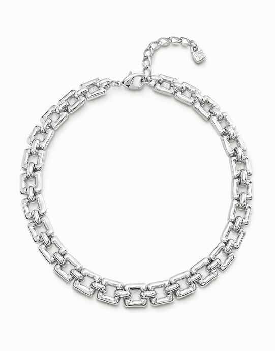 Short square link chain necklace