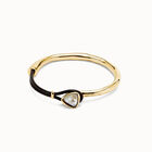 Bangle bracelet with leather and multicolor crystal