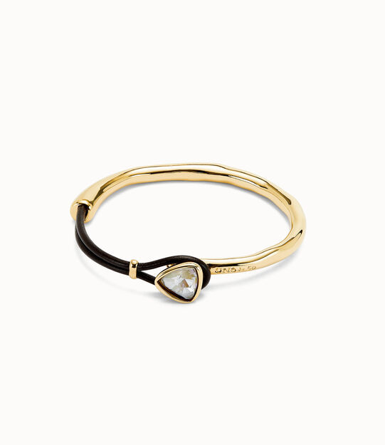 18k gold-plated bangle bracelet with leather