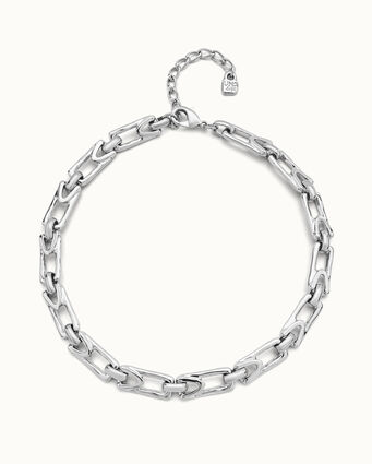 Sterling silver-plated necklace with rectangular links