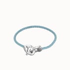 Blue leather bracelet with interlocking carabiner